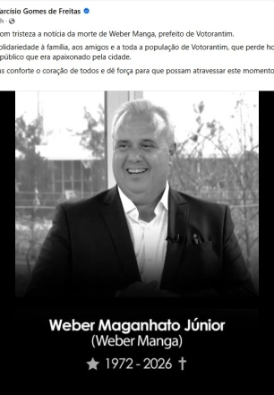 Tarcísio de Freitas publica nota de pesar após morte de Weber Manga